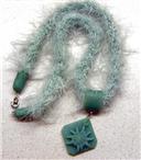 blue green knitted necklace