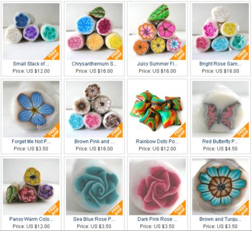 polymer clay beads and canes