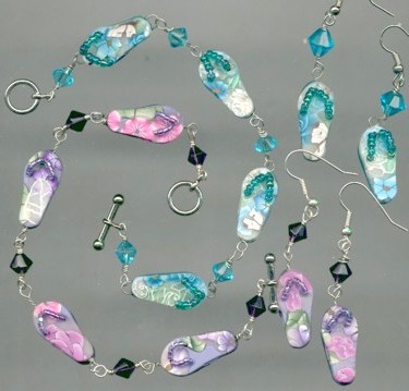 polymer clay flip flop beads
