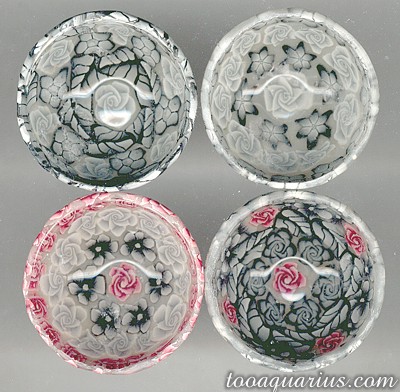 monochromatic polymer clay bowls