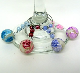 polymer clay rose bead wine charms