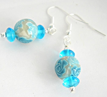 turquoise rose earrings